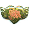 35x50mm Unakite WINGED HEART Pendant/Focal Bead