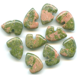 8x12mm Unakite Zuni BEAR Animal Fetish Beads