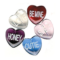 14mm Pressed Glass VALENTINE HEART Assortment