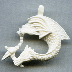 36x39mm Carved Bone DRAGON Pendant/Focal Bead