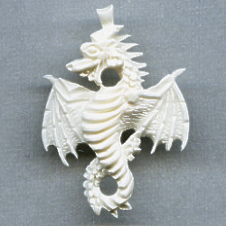 30x40mm Carved Bone DRAGON Pendant/Focal Bead