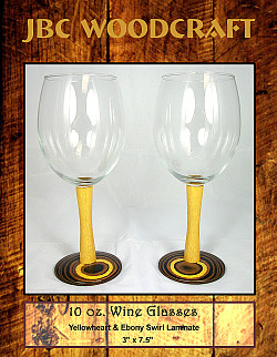 Yellowheart & Ebony Swirl Laminate 10 oz. Wine Glass Set ~ JBC Woodcraft®