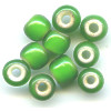 5x7mm *Vintage* Green White-Heart PONY / ROLLER Beads