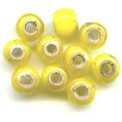 6x8mm *Vintage* Yellow White-Heart PONY / ROLLER Beads