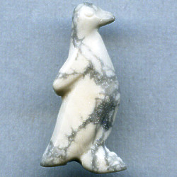 12x30mm White Howlite PENGUIN Animal Fetish Bead