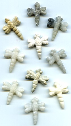 26x30mm Marble DRAGONFLY Animal Fetish Bead