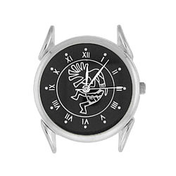 1-1/5" (30mm) Silvertone & Black Kokopelli WATCH FACE Component