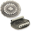 16x19mm Antiqued Silvertone 5-Hole Southwestern Concho WATCH FLANGE Components