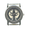 1" dia. Antiqued Silvertone & Black Kokopelli WATCH FACE Component