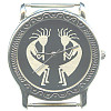 1-1/4" dia. Antiqued Silvertone & Black Kokopelli WATCH FACE Component