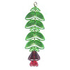40mm Green & Red Pressed Glass 9-Piece CHRISTMAS CACTUS Charm / Bead Set