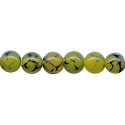 6mm Yellow Dragon Vein Agate ROUND Beads