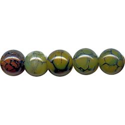 8mm Yellow Dragon Vein Agate ROUND Beads