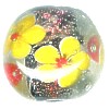 20mm *Yellow Flowers* Encased Lampwork Boro/Focal ROUND Bead - Diane Morrill